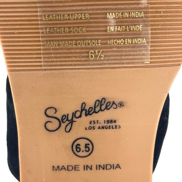 Seychelles Flat Slide Sandal Size 6.5 Black Leather Ring-Toe Padded Footbed New - Picture 7 of 16